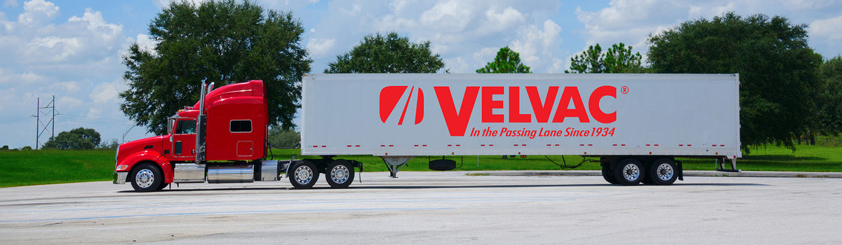 Semi truck with Velvac logo